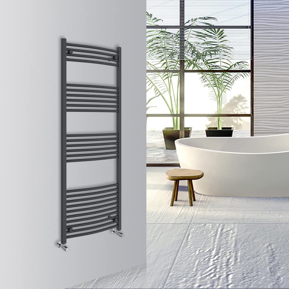 Warmehaus Curved Bathroom Heated Towel Rail Warmer Radiator Central Heating 1000x300mm - Chrome