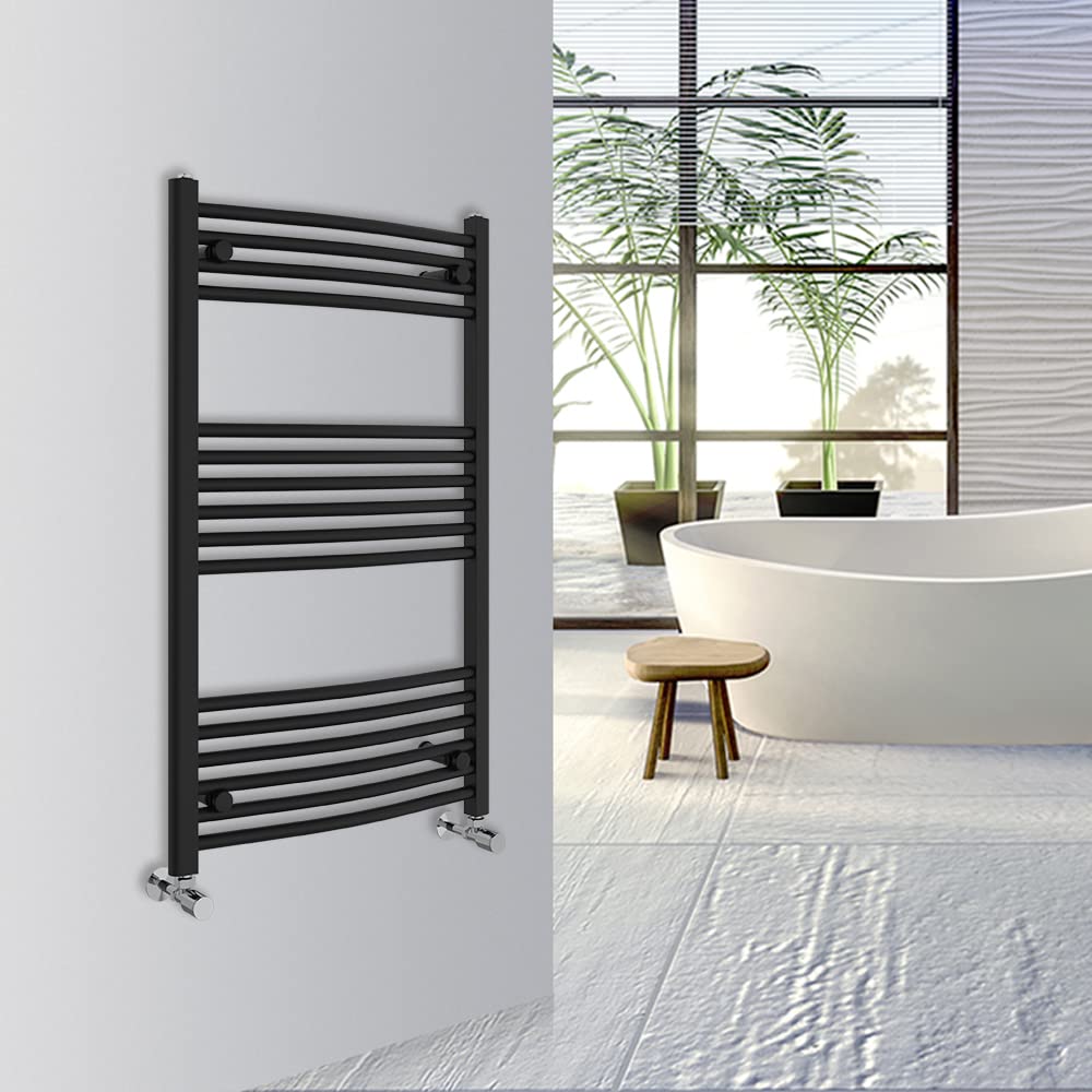 Warmehaus Curved Bathroom Heated Towel Rail Warmer Radiator Central Heating 1000x300mm - Chrome