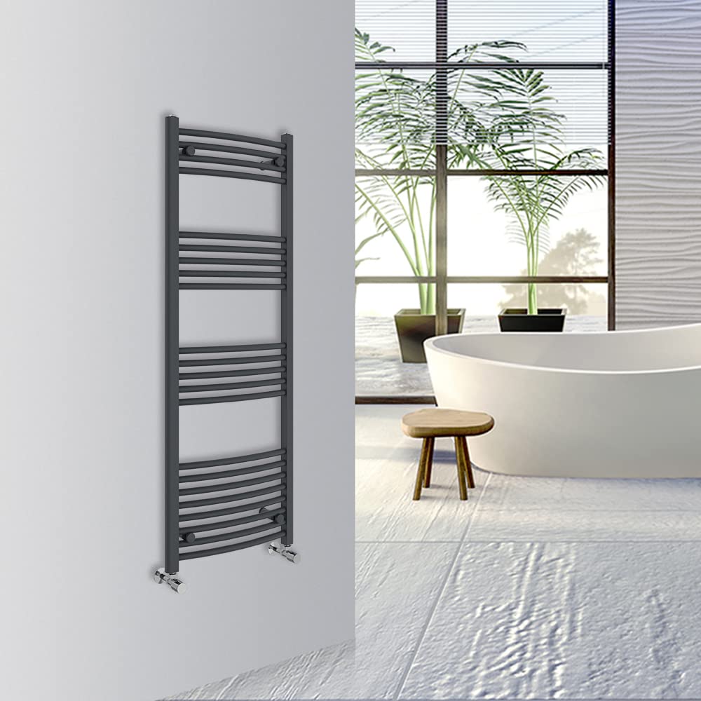 Warmehaus Curved Bathroom Heated Towel Rail Warmer Radiator Central Heating 1000x300mm - Chrome