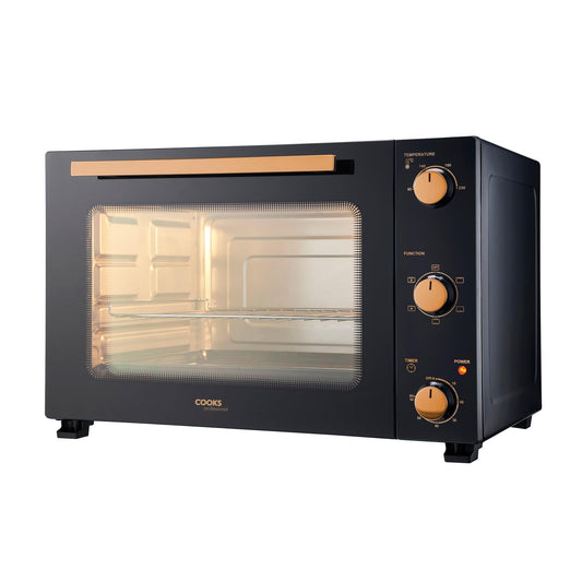 Cooks Professional Mini Oven | Electric Multi Function Countertop Cooker | 34L Capacity | Adjustable Temperature Control & Timer | 1500W | Includes Roasting Dish & Wire Rack | Black Contemporary