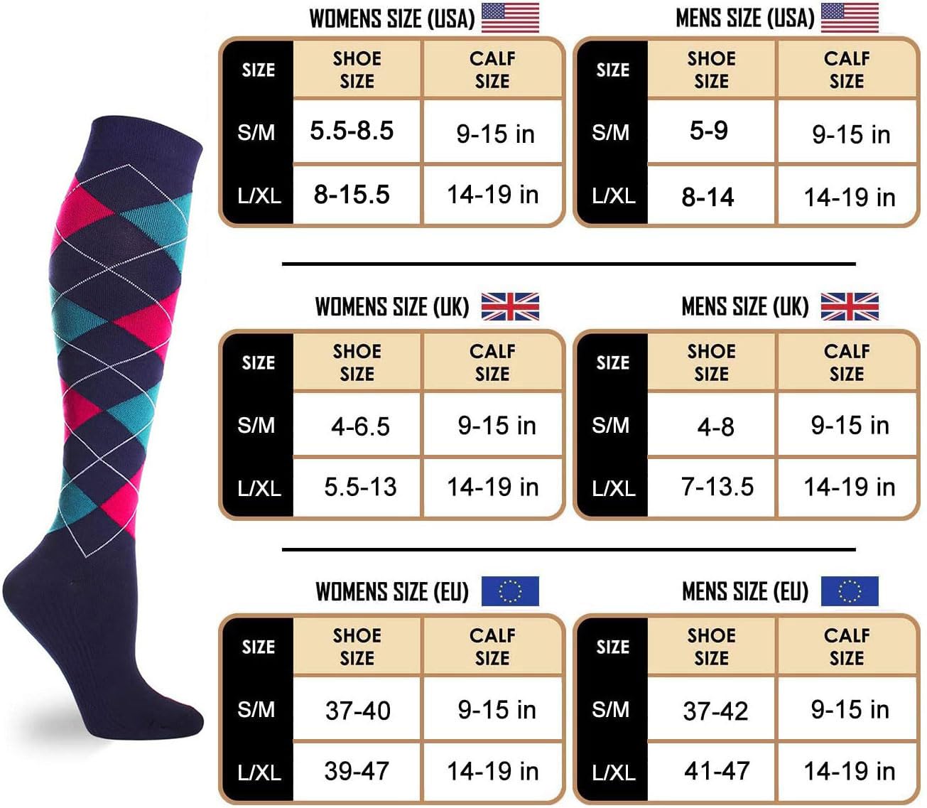 Gcbiger Compression Socks for Men & Women 7 Pairs Circulation 15-20 mmHg-Best support for Athletic, Nurse, Medical, Running