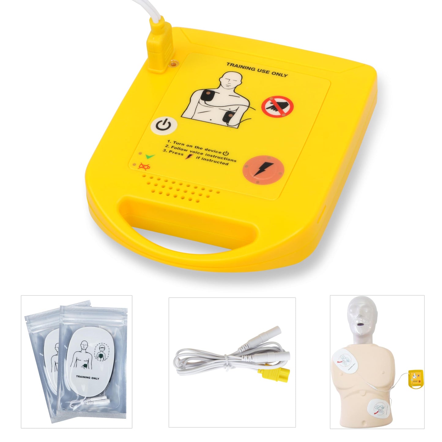 Mini AED Trainer XFT-D0009 Training Set Teaching Device First Aid Train Machine First Aid Training Kit Adult Child Pad Updated Version Student Study Tool English Language Louder Voice Prompts