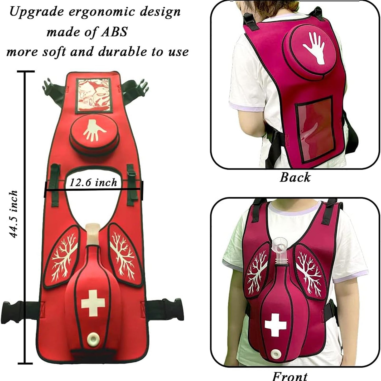 LBMED Anti Choking Obstruction Trainer Vest, Airway Obstruction Simulation Training Wearing Vest with Back Shot, Adjustable Shoulder Straps and Waist Belt, Intuitive Operation, for First Responder