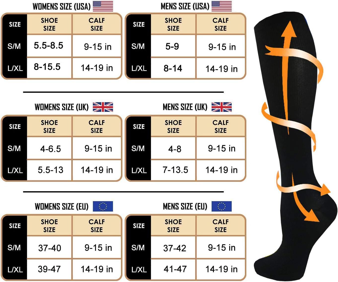 Gcbiger Compression Socks for Men & Women 7 Pairs Circulation 15-20 mmHg-Best support for Athletic, Nurse, Medical, Running