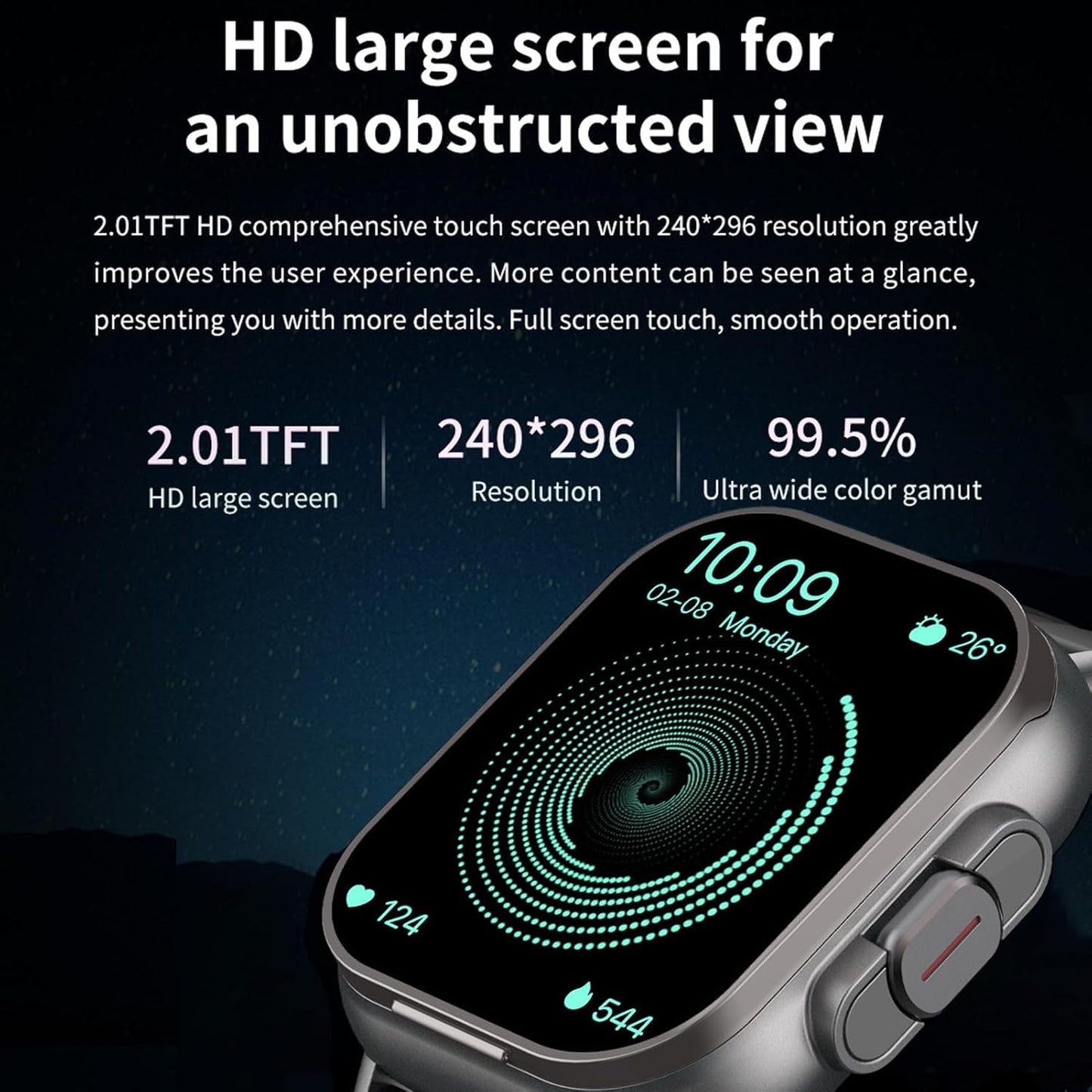 Denash Smart Watch with Earbuds, 2.01" HD Screen Fitness Watch, 2 in 1 Smartwatch with 100+ Sport Modes Fitness Tracker, Sleep/Heart Rate/Blood Pressure Monitor, Pedometer for iOS & Androd,Black