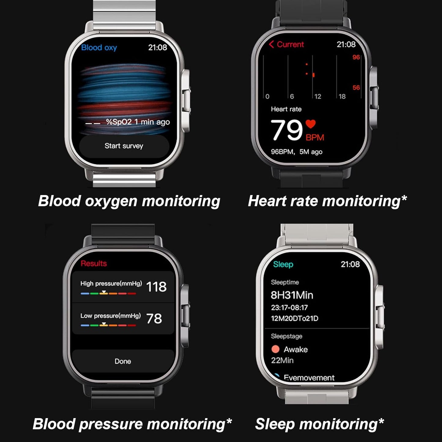Denash Smart Watch with Earbuds, 2.01" HD Screen Fitness Watch, 2 in 1 Smartwatch with 100+ Sport Modes Fitness Tracker, Sleep/Heart Rate/Blood Pressure Monitor, Pedometer for iOS & Androd,Black