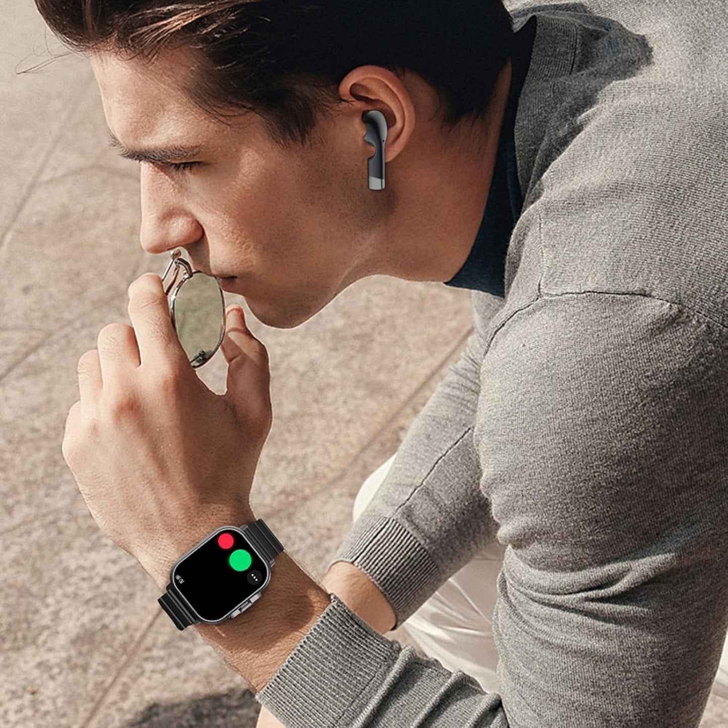 Denash Smart Watch with Earbuds, 2.01" HD Screen Fitness Watch, 2 in 1 Smartwatch with 100+ Sport Modes Fitness Tracker, Sleep/Heart Rate/Blood Pressure Monitor, Pedometer for iOS & Androd,Black
